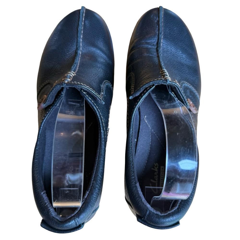 Clarks Womens Black Leather Un Loop Slip On Loafers Comfort Shoes Flats sz 9.5 - Picture 13 of 16